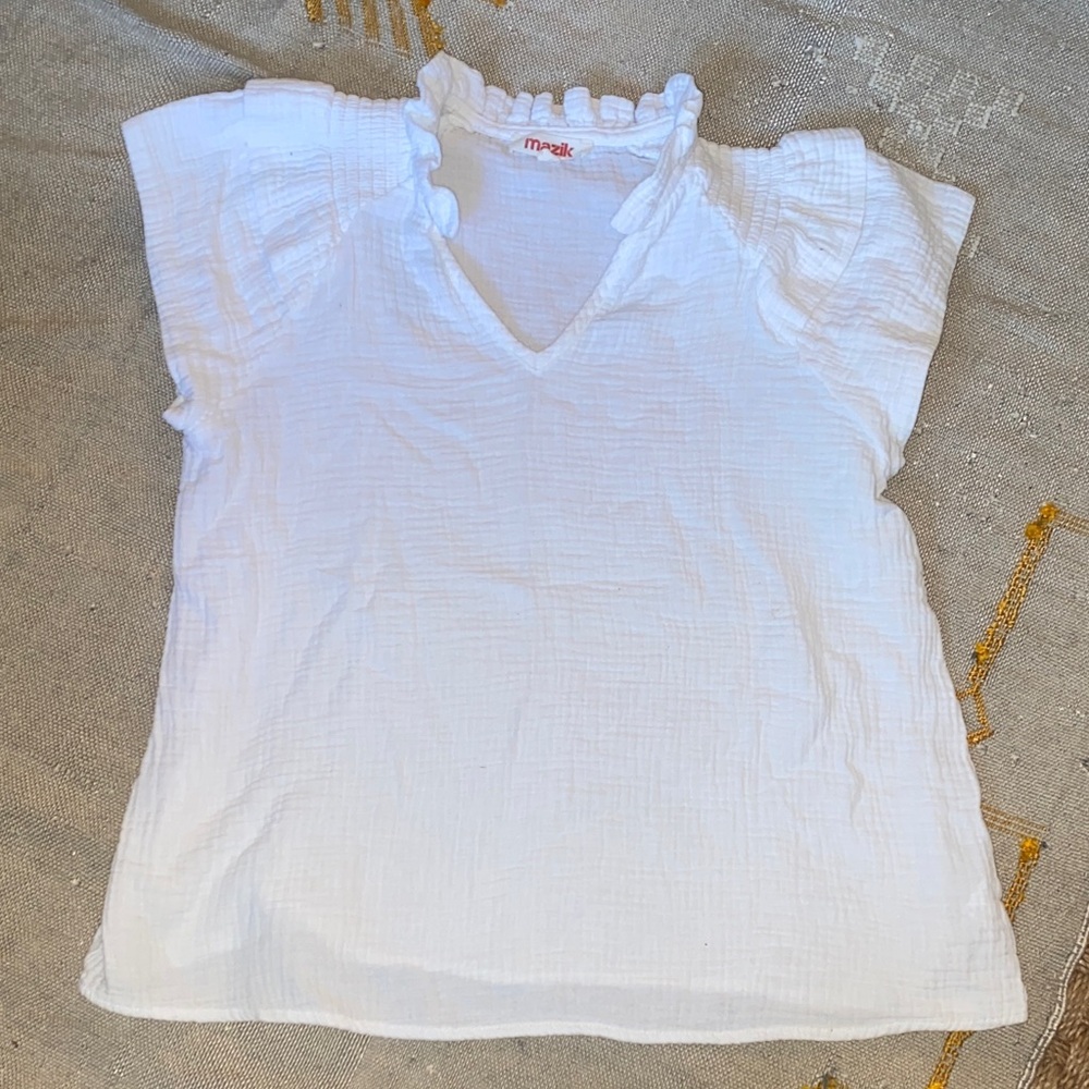 Mazik Women's White cotton muslin Textured Blouse sz Small